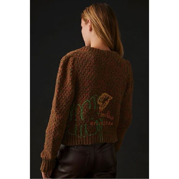 NEW Wendy Wurtzburger & Marcella Volini Anthropologie Monstera Cardigan Sweater - Picture 3 of 5